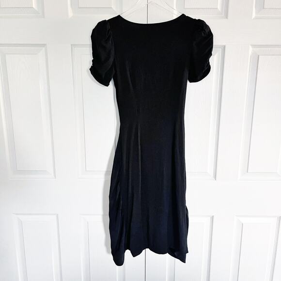 Peruvian Connection Black Short Puff Sleeves Sarong Tie Dress - Picture 7 of 7